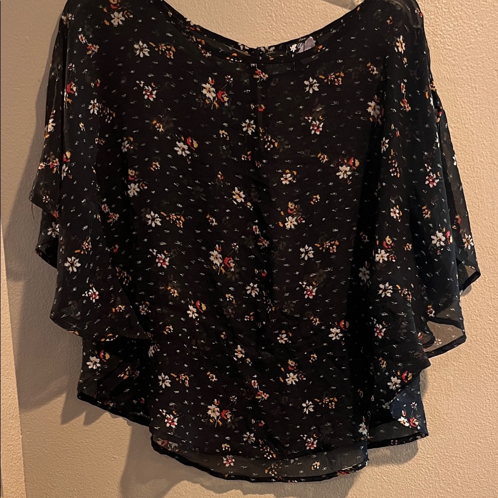 Used Lily White sheer blouse with cape sleeves size XS